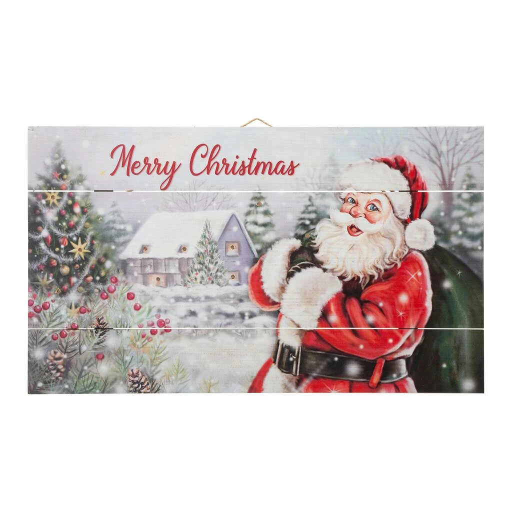 Promo 𧨠Glitzhome® 24" LED Wooden Santa Wall Décor π - Image 6