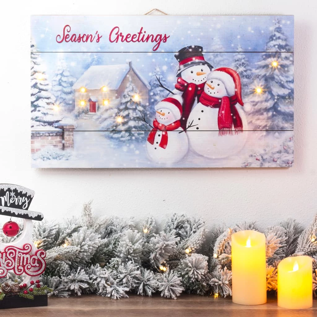 Outlet โจ Glitzhome® 24" LED Wooden Snowman Wall Décor ๐ - Image 2