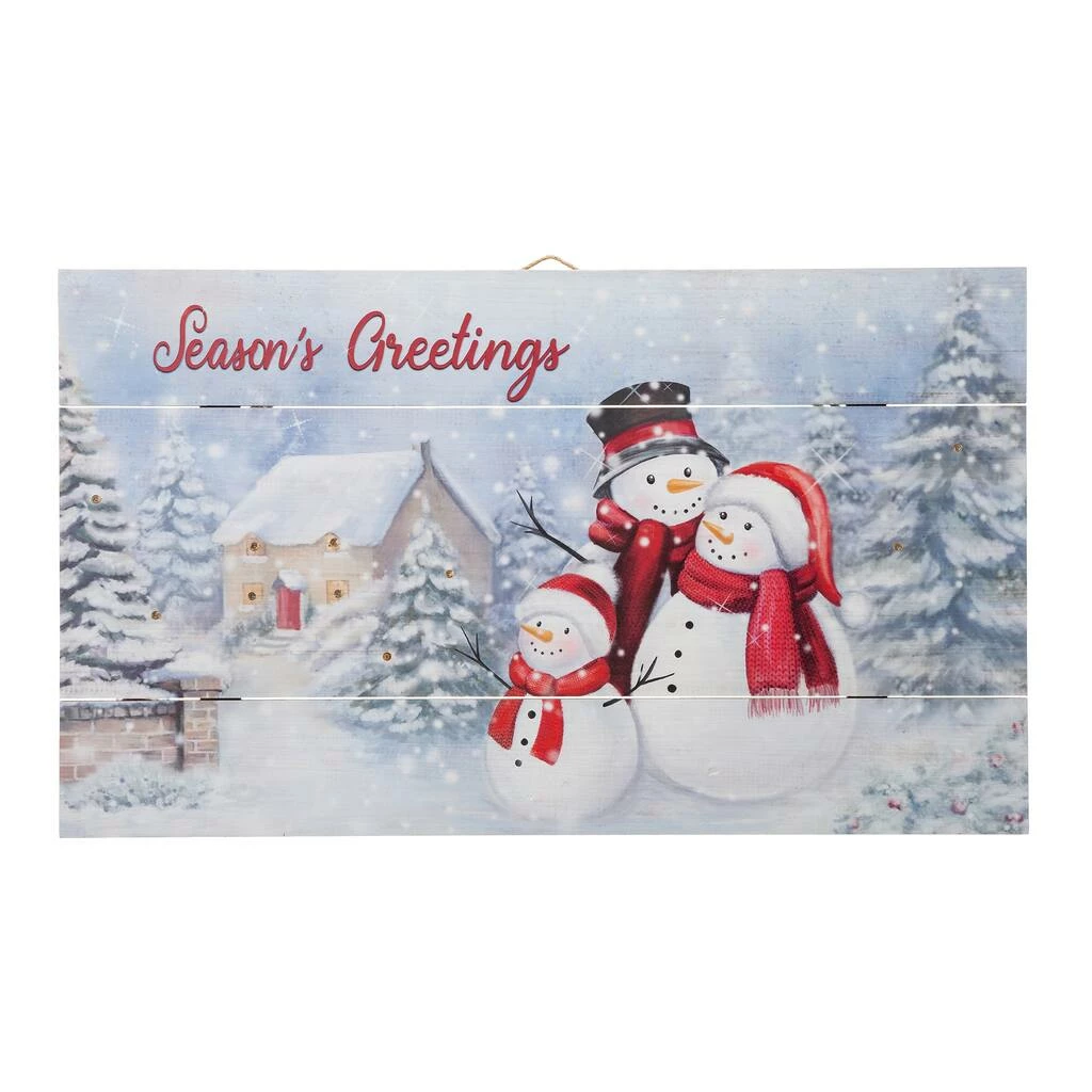 Outlet โจ Glitzhome® 24" LED Wooden Snowman Wall Décor ๐ - Image 6