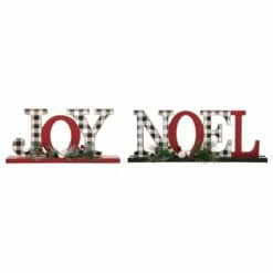Cheapest 🛒 Glitzhome® 🎄 Christmas Plaid Joy & Noel Table Décor Set 🌟