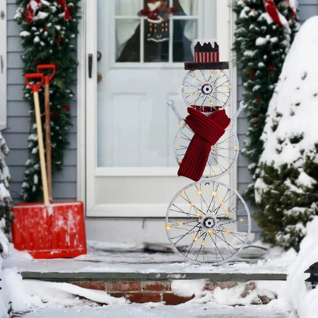 Best reviews of ๐คฉ Glitzhome® 34" Lighted LED Metal Snowman Porch Décor โญ - Image 3