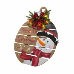 Brand new 🎁 Glitzhome® 30" Lighted Round Wooden Snowman Porch Décor 🔥