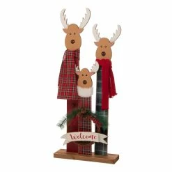 Hot Sale ⌛ Glitzhome® 35" Deer Family Wooden Porch Décor ⌛