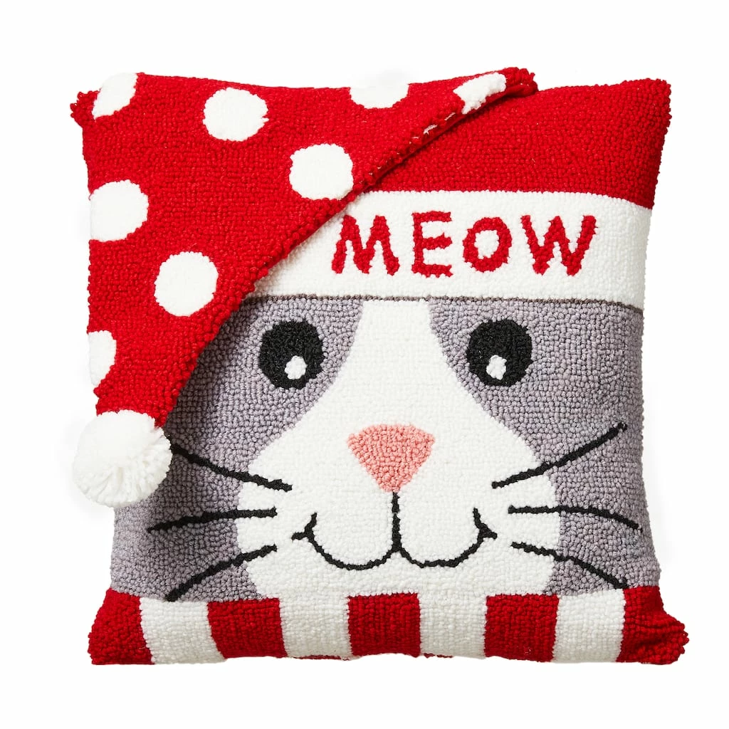Cheap ๐งจ Glitzhome® Hooked 3D Meow Throw Pillow ๐
