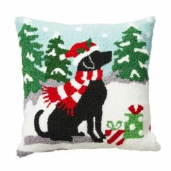 Deals 🌟 Glitzhome® Hooked 🎄 Christmas 🦮 Dog Throw Pillow 🎉