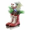 New 😀 12" Pre-Lit Red Ice Skates with Evergreen Arrangement by National Tree Company ❤️