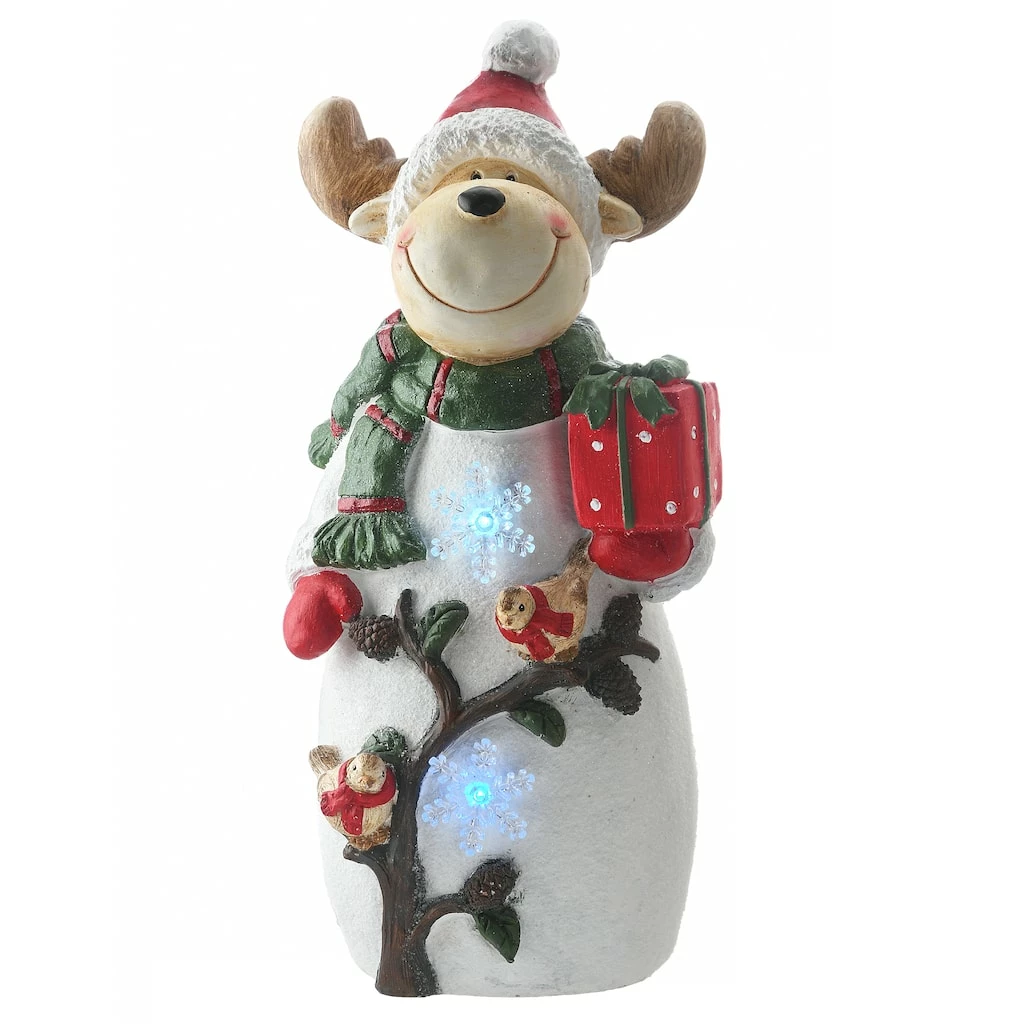 Coupon 😀 22" Reindeer Holding Gift With Multicolor Lights Figurine by National Tree Company 🤩