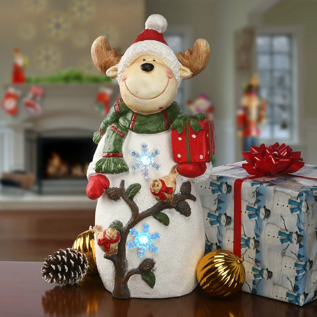 Coupon 😀 22" Reindeer Holding Gift With Multicolor Lights Figurine by National Tree Company 🤩 - Image 2