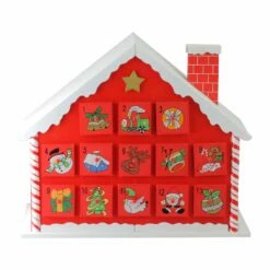 Brand new 🥰 10.25" Red & White Advent House with Chimney Storage Box by Northlight 🎉