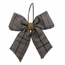 Outlet 🎁 19" Black & White Plaid Two Loop 🔔 Christmas Bow Decoration by Northlight ✔️