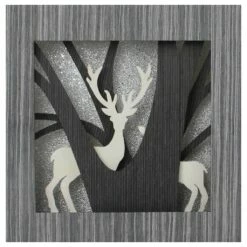 Cheapest 🥰 12" Glittered Woodland Deer Silhouette Box Framed 🎁 Christmas Table Décor by Northlight 😍