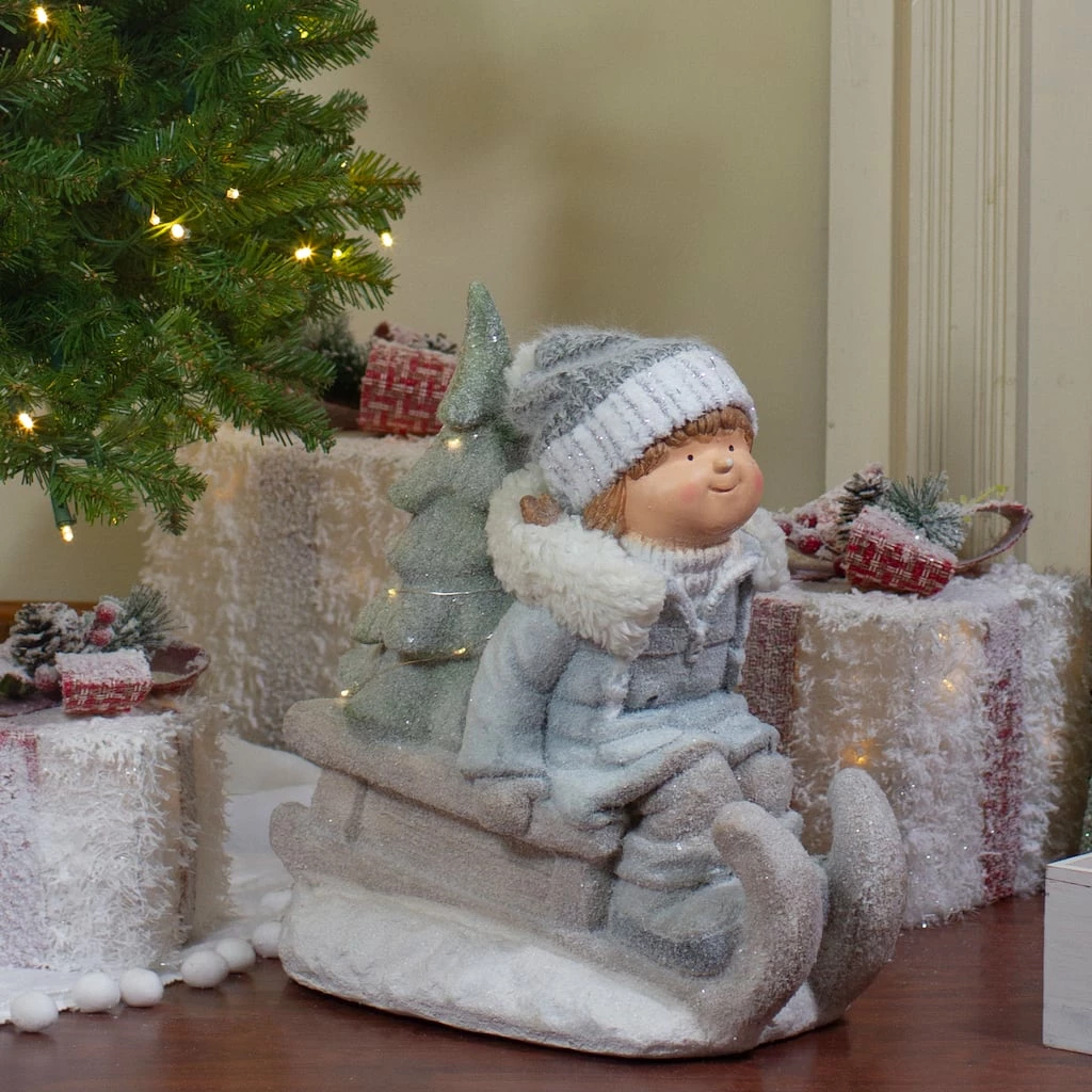 Hot Sale 𧨠15" Lighted Girl On Sled Tabletop Decoration by Northlight β - Image 2