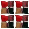 Wholesale 😍 Square Textured Tartan Plaid Velvet 🎅 Christmas Throw Pillows, 4ct. by CC 🎅 Christmas Decor ⌛