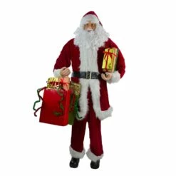 Hot Sale π€© 6ft. Red & White Standing Santa Claus with Presents β Christmas Figure by Northlight β