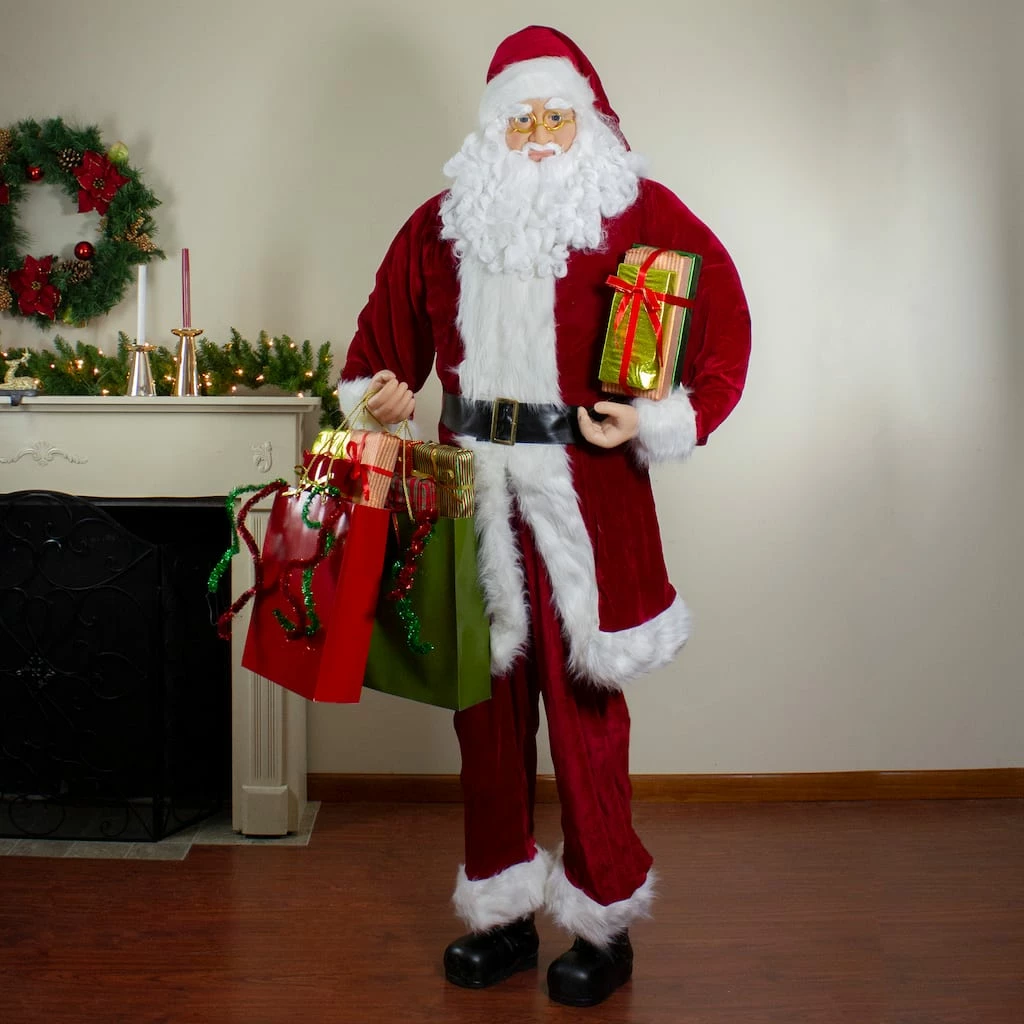 Hot Sale ๐คฉ 6ft. Red & White Standing Santa Claus with Presents โ Christmas Figure by Northlight โ - Image 3