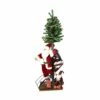 Best Sale 🎉 4ft. Santa Claus on Spiral Staircase with Tree & Elf on Wooden Base by Northlight 🧨