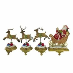 New ✔️ 9.5" Santa & Reindeer 🎄 Christmas Stocking Holder Set by Northlight 🎉