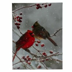 Brand new ๐ Lighted Red Cardinals & Berries ๐ Christmas Canvas Wall Art by Northlight ๐