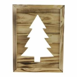 New 🔥 13.75" Framed Wood 🎁 Christmas Tree-Out Wall Hanging Decoration by Northlight 👍