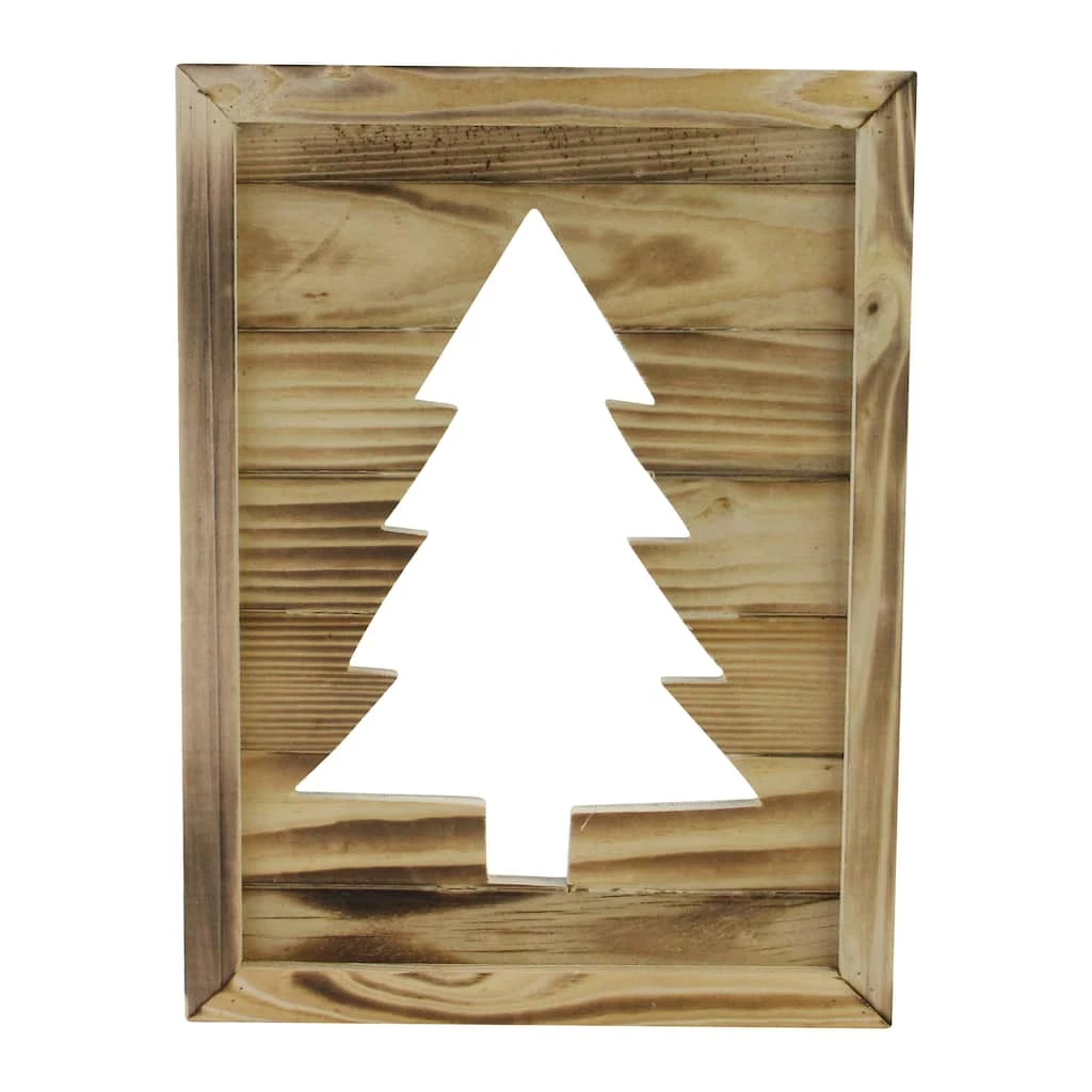 New 🔥 13.75" Framed Wood 🎁 Christmas Tree-Out Wall Hanging Decoration by Northlight 👍