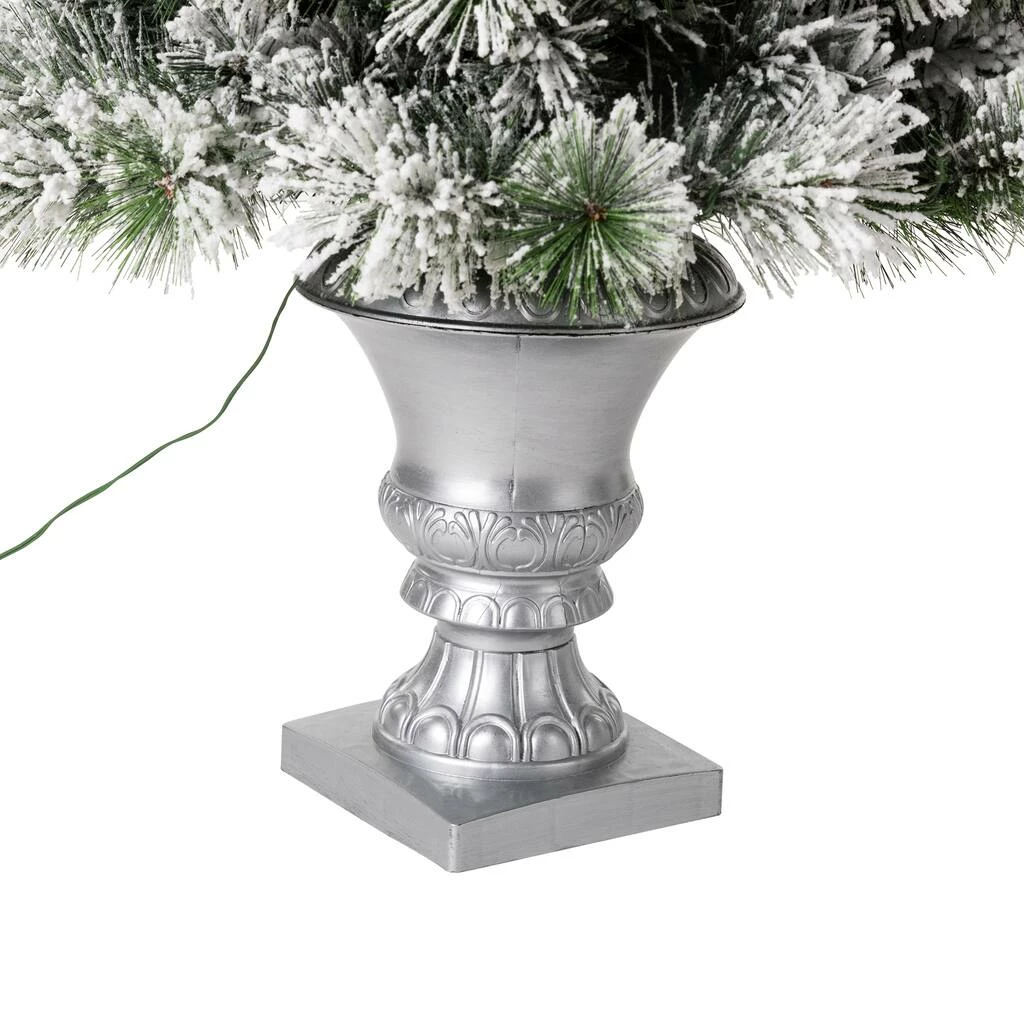 Best reviews of 🎉 5ft. Pre-Lit Flocked Pine Artificial 🎄 Christmas Tree in Silver Urn, Warm White Lights by Glitzhome ✔️ - Image 6