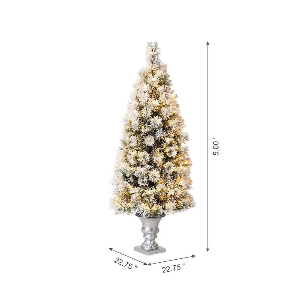 Best reviews of 🎉 5ft. Pre-Lit Flocked Pine Artificial 🎄 Christmas Tree in Silver Urn, Warm White Lights by Glitzhome ✔️ - Image 7
