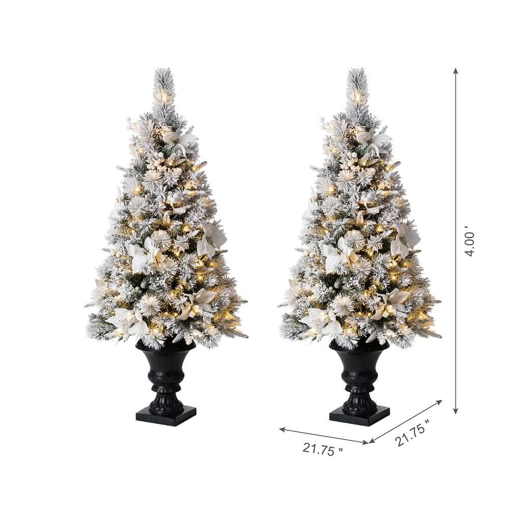 Budget ๐ 4ft. Pre-Lit Flocked Pine Artificial ๐ Christmas Tree in Planter Set, Warm White LED Lights by Glitzhome โ๏ธ - Image 7