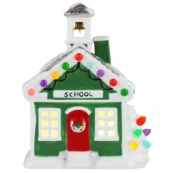 Coupon 🧨 6" LED Nostalgic Ceramic Village School by Mr. 🎁 Christmas ❤️