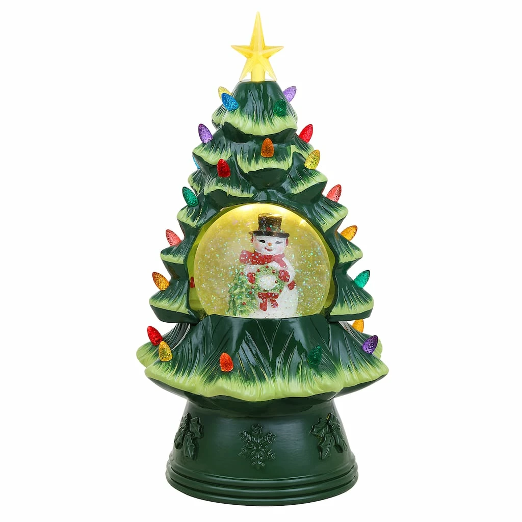 Buy 🛒 14" Nostalgic Snowman Tree Snow Globe by Mr. 🔔 Christmas ⌛