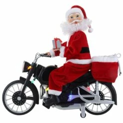 New 🤩 20" White Motorcycling Santa by Mr. 🎁 Christmas 🛒