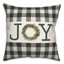 Hot Sale โค๏ธ Joy Wreath Green 18x18 Throw Pillow by Designs Direct ๐