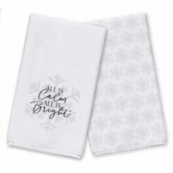 Outlet 🤩 All is Calm All is Bright Tea Towels - Set of 2 by Designs Direct 🔔