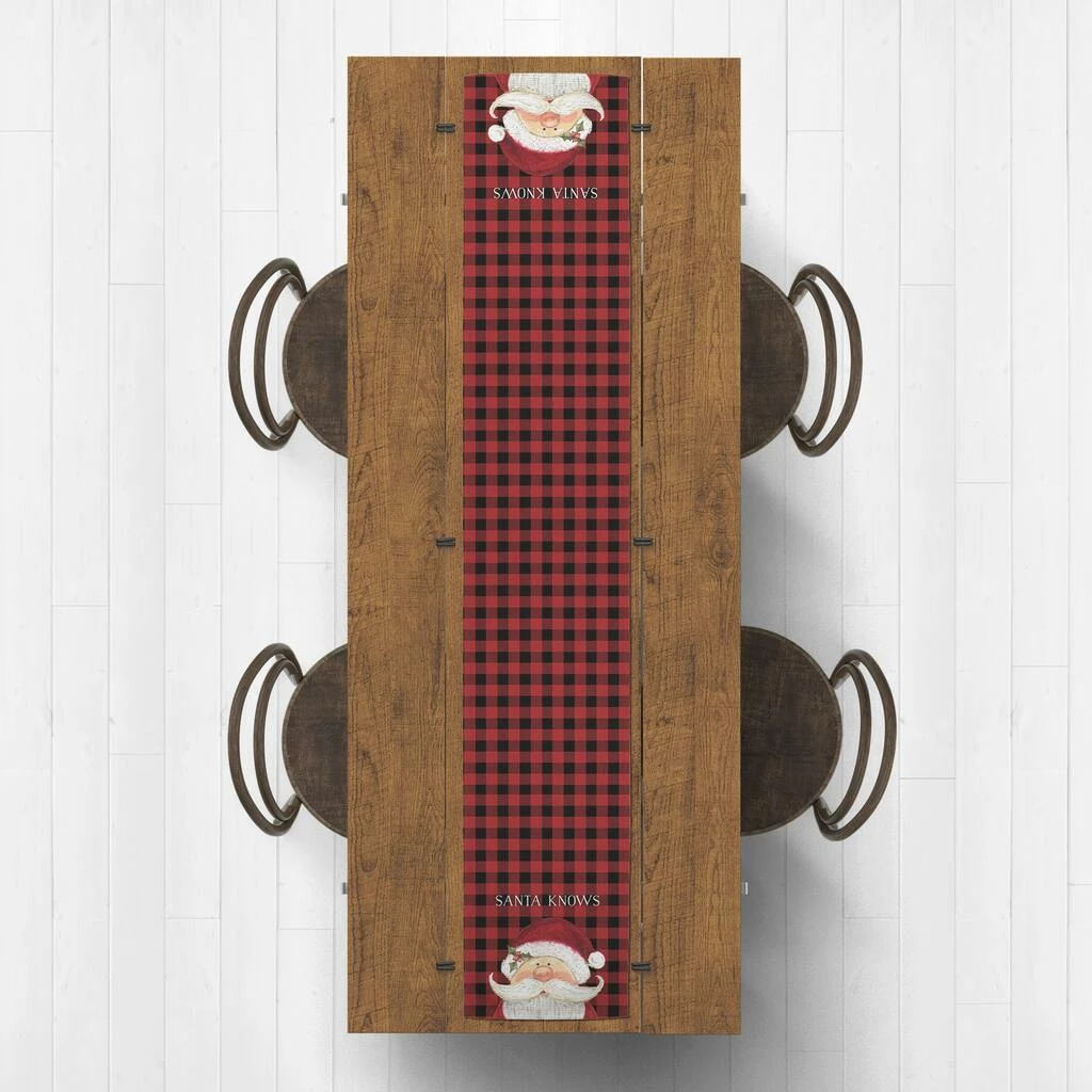 Outlet 🎉 Santa Knows on Plaid 16x72 Poly Twill Table Runner by Designs Direct 👏 - Image 2