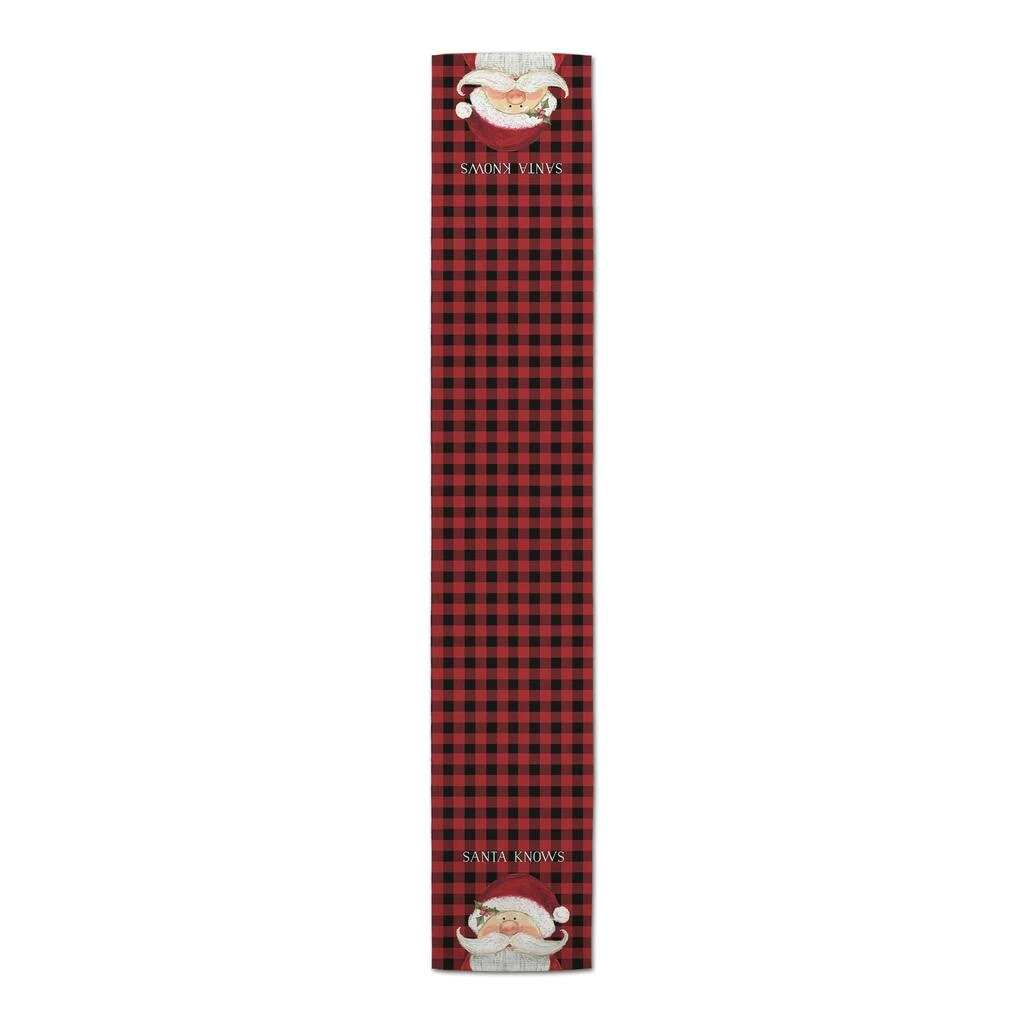 Outlet 🎉 Santa Knows on Plaid 16x72 Poly Twill Table Runner by Designs Direct 👏 - Image 3