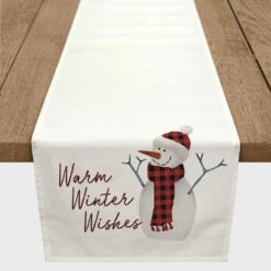 Best Pirce 😉 Watercolor Snowman 16x90 Poly Twill Table Runner by Designs Direct 🔥