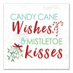 Promo 💯 Candy Cane Wishes and Mistletoe Kisses 20x20 Canvas Wall Art by Designs Direct 🛒