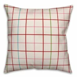 Outlet ✔️ Thin Colorful Grid 18x18 Throw Pillow by Designs Direct ❤️