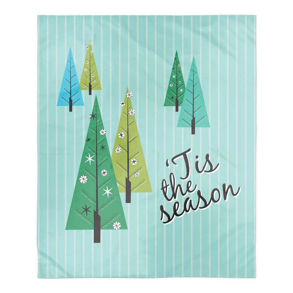 Flash Sale βοΈ Tis the Season Trees 50x60 Sherpa Fleece Blanket by Designs Direct π₯