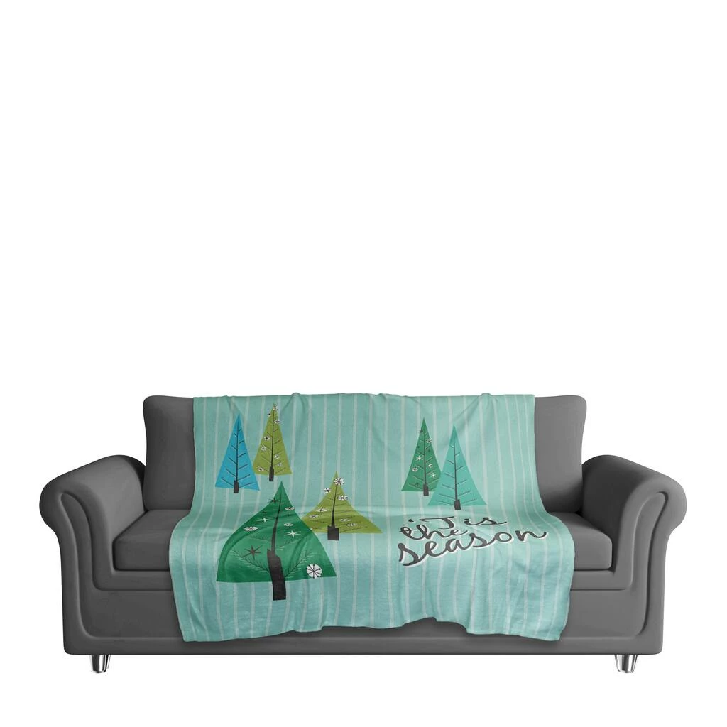 Flash Sale βοΈ Tis the Season Trees 50x60 Sherpa Fleece Blanket by Designs Direct π₯ - Image 2