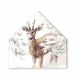 Buy 👏 Small Deer In Snow 17x17 House Shaped Canvas by Designs Direct 🔔