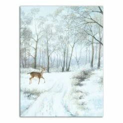 Promo ๐ Doe Walking In The Snow 30x40 Canvas Wall Art by Designs Direct โจ