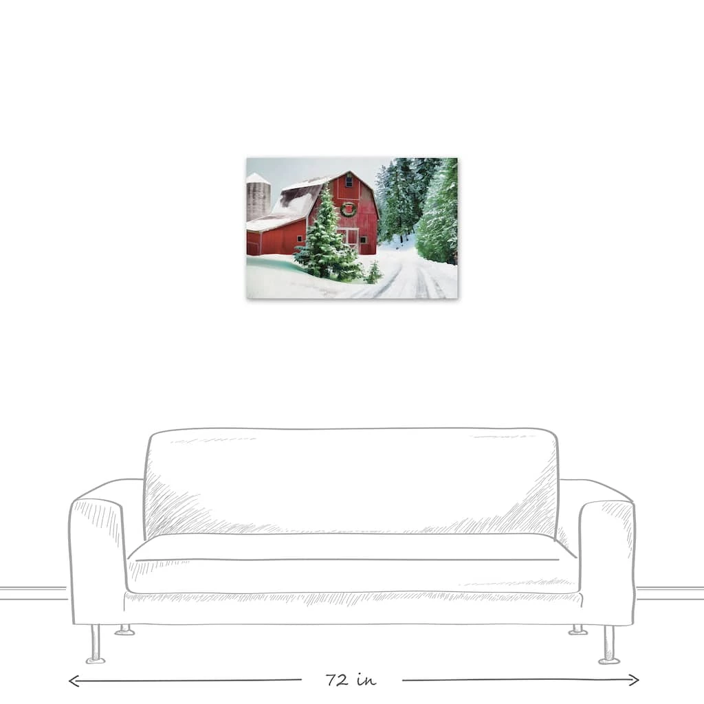 Brand new β€οΈ Painted, Snowy Red Barn 30x20 Canvas Wall Art by Designs Direct β - Image 5