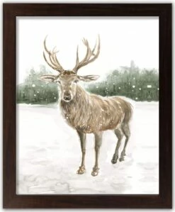 Cheap 👍 Winter Deer Walnut Framed Print Under Plexiglass by Designs Direct 😉
