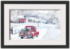Top 10 โค๏ธ Dashing Through The Snow Truck Black Framed Print Under Plexiglass by Designs Direct ๐