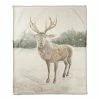 Outlet 🌟 Winter Deer 50x60 Coral Fleece Blanket by Designs Direct 😍