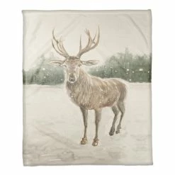 Outlet 🌟 Winter Deer 50x60 Coral Fleece Blanket by Designs Direct 😍