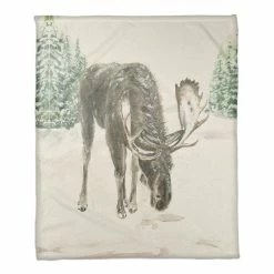 Cheapest 🥰 Winter Moose 50x60 Coral Fleece Blanket by Designs Direct ⌛