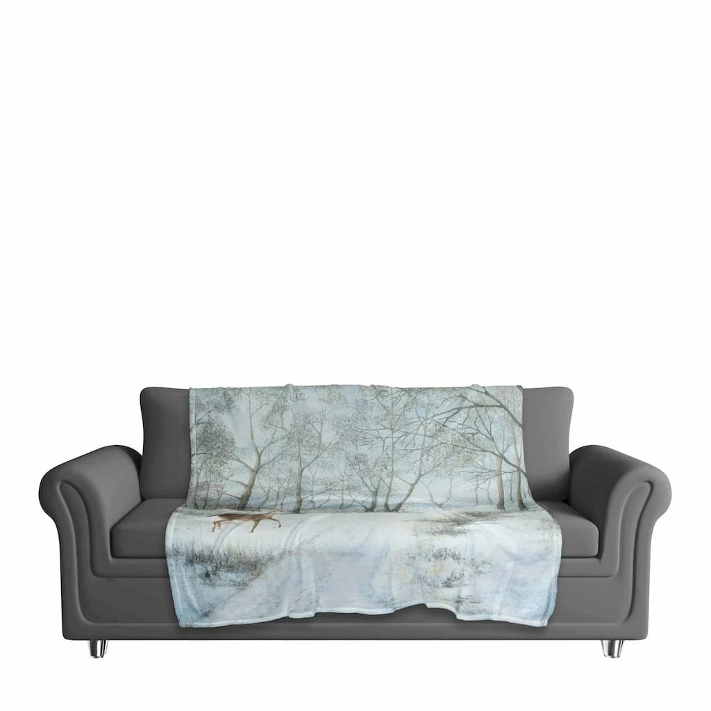 Outlet ๐ฅ Doe Walking In The Snow 50x60 Coral Fleece Blanket by Designs Direct ๐ - Image 3