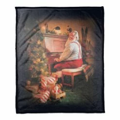 Cheapest 🧨 Painted Santa On Piano 50x60 Coral Fleece Blanket by Designs Direct 🎁