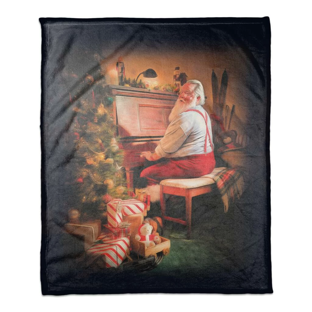 Cheapest ๐งจ Painted Santa On Piano 50x60 Coral Fleece Blanket by Designs Direct ๐